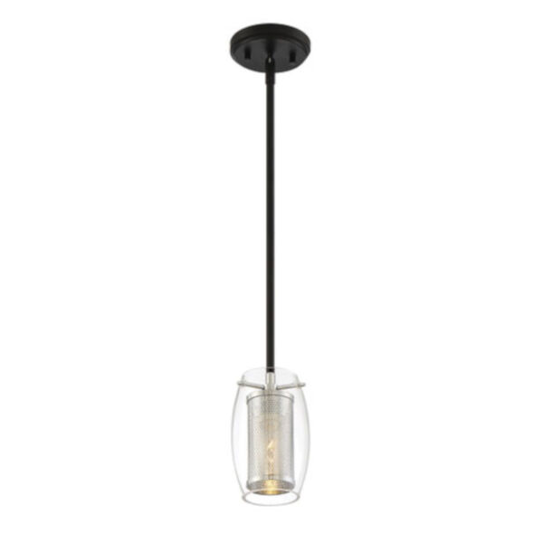 Cora Matte Black with Polished Chrome Accents Five-Inch One-Light Mini Pendant, image 5