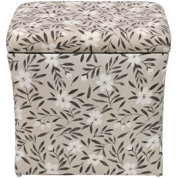 Fiona Floral Natural 19-Inch Storage Ottoman, image 2