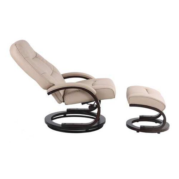 Sundsvall Khaki and Chocolate Air Leather Recliner with Ottoman, Set of 2, image 3