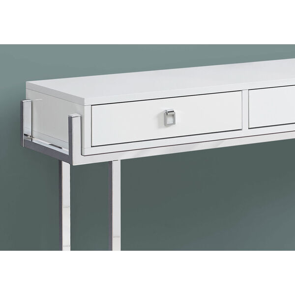 Glossy White and Chrome 12-Inch Accent Table, image 3