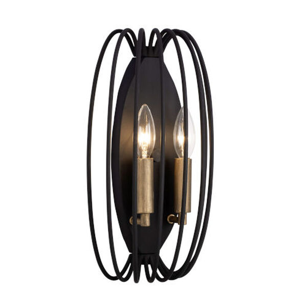 Nico Carbon Havana Gold Two-Light Wall Sconce, image 1