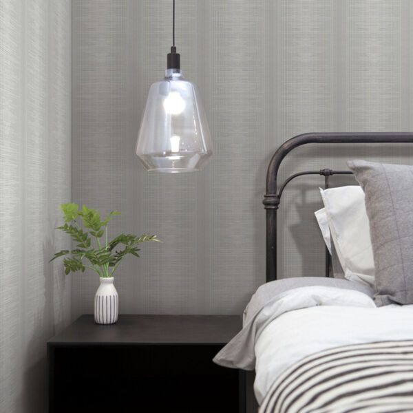 Handpainted  Gray Silk Weave Stripe Wallpaper, image 1