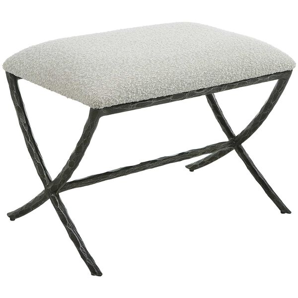 Brisby Distressed Charcoal and Warm Gray Fabric Small Bench, image 5