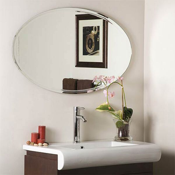 Extra-Long Oval Beveled Frame Mirror, image 1