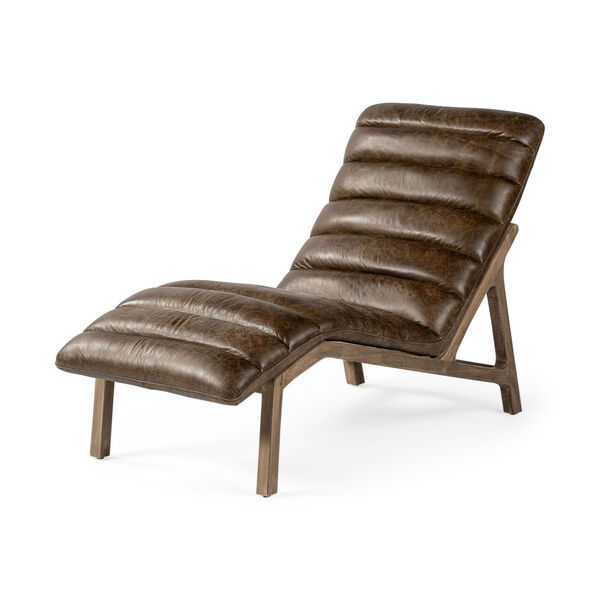 Pierre Whiskey Leather Armless Chaise Lounge Chair, image 1