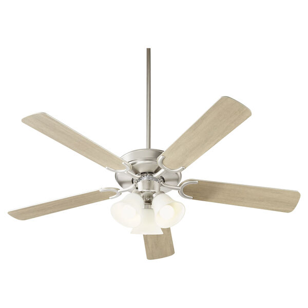 Virtue Satin Nickel Three-Light 52-Inch Ceiling Fan with Satin Opal Glass, image 3