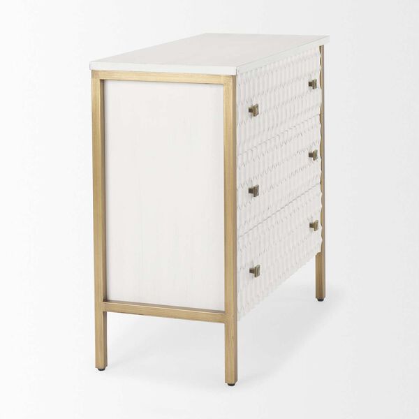 Savannah White and Gold Three-Drawer Cabinet, image 5