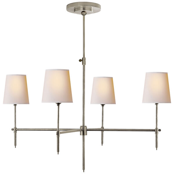 Bryant Medium Chandelier in Antique Nickel with Natural Paper Shades by Thomas O'Brien, image 1