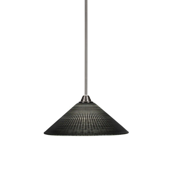 Paramount Brushed Nickel One-Light 16-Inch Pendant with Black Matric Glass, image 1