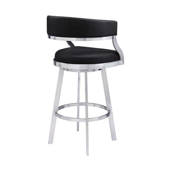 Saturn Black and Stainless Steel 26-Inch Counter Stool, image 3