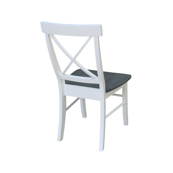 White and Heather Gray X-Back Chair with Solid Wood Seat, image 2