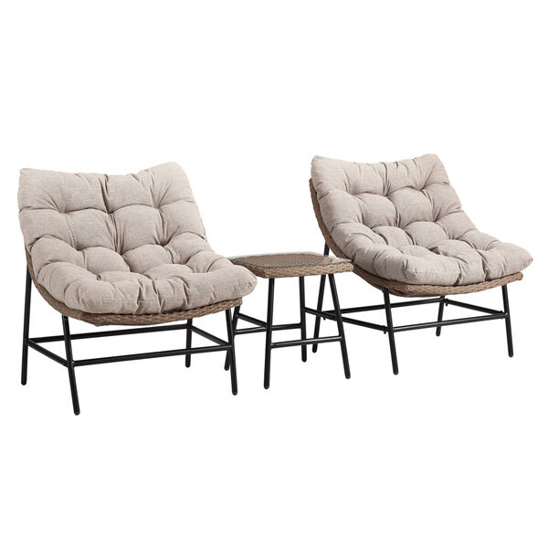 Natural Patio Chair Set with Side Table, image 1