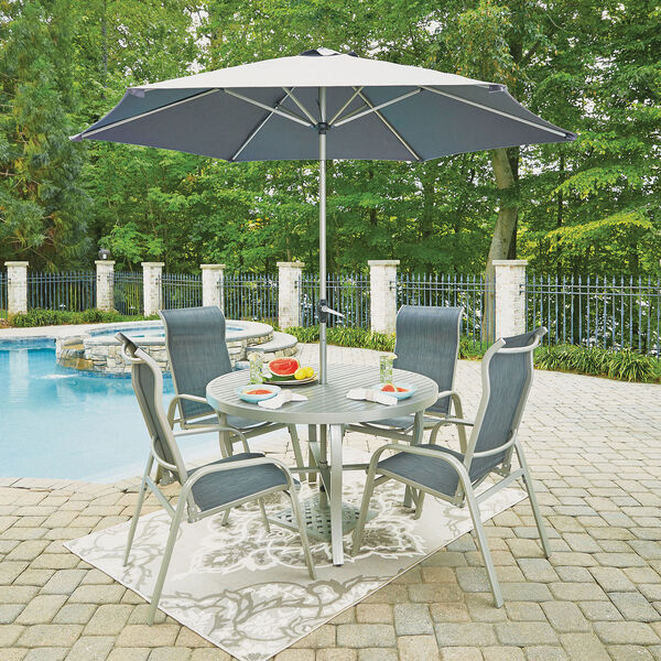Home Styles Furniture South Beach 7, Outdoor Round Patio Table And Chairs With Umbrella