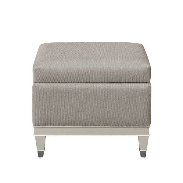 Zoey Silver Vanity Upholstered Storage Bench, image 1