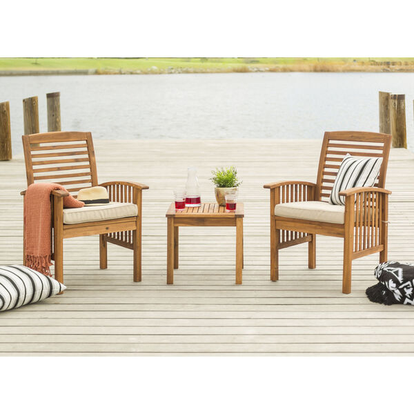 Brown Patio Chairs and Side Table, image 1