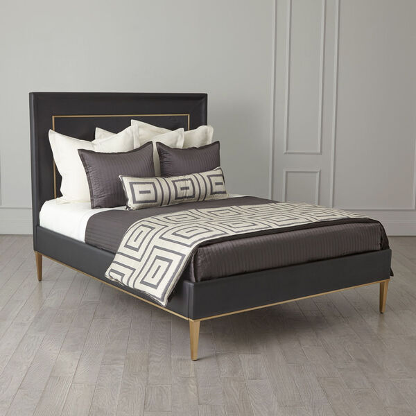 Ellipse Black and Brass Queen Bed, image 1