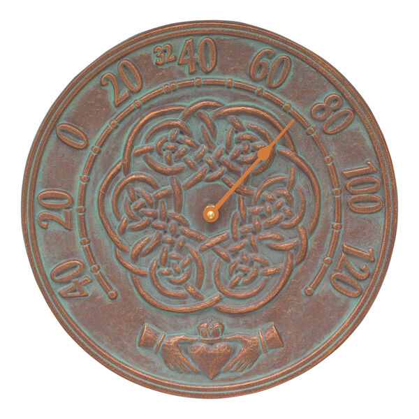 Celtic Knot Copper Verdigris Outdoor Thermometer, image 1