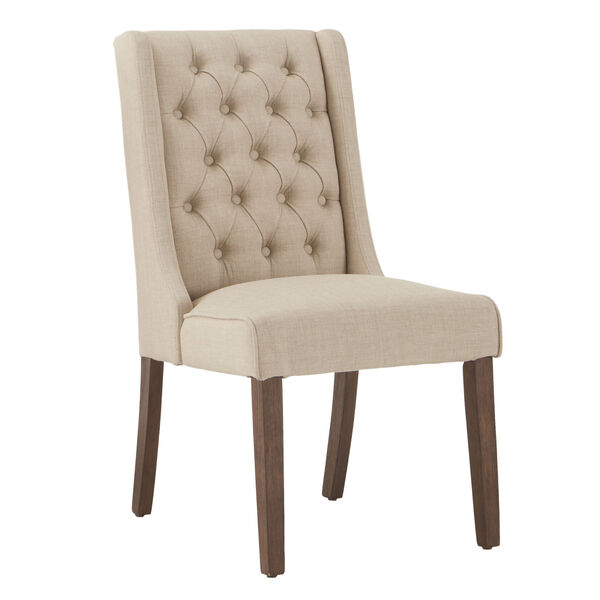 Donna Beige Tufted Linen Upholstered Dining Chair, Set of Two, image 1