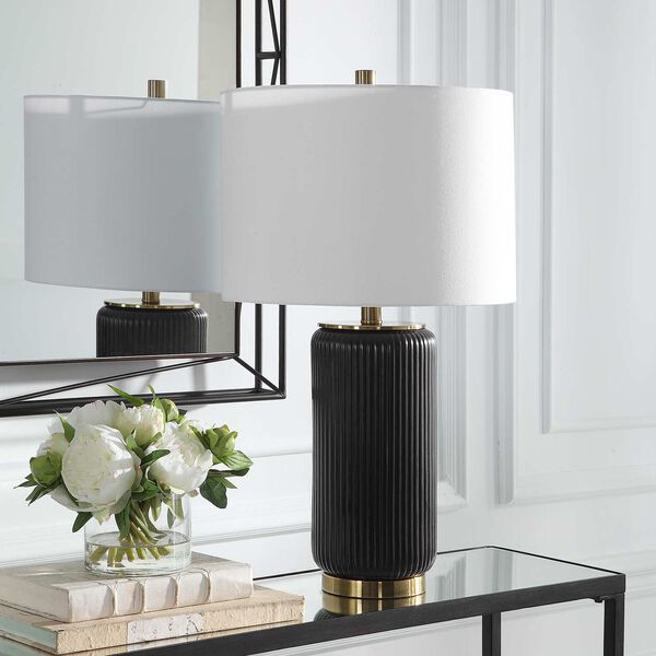 Kenwood Black and Gold Ribbed One-Light Table Lamp, image 3
