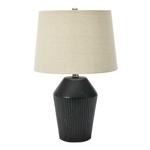 Black One-Light 13-Inch Stoneware Round Desk Lamp, image 1