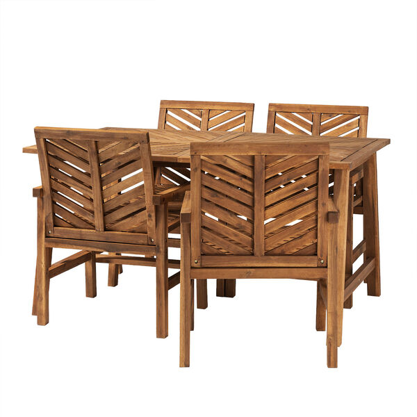 Vincent Brown Solid Acacia Wood Patio Dining Set, 5-Piece, image 1