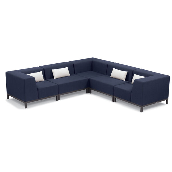 Koral Carbon and Spectrum Indigo Patio Sectional Set with Cushion, 5-Piece, image 1