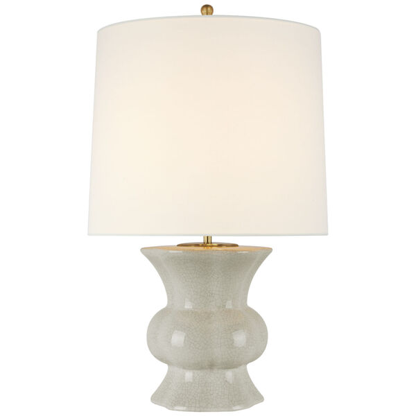 Lavinia Medium Table Lamp in Bone Craquelure with Linen Shade by AERIN, image 1