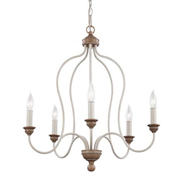 Cecilia White Washed Five-Light Chandelier, image 1