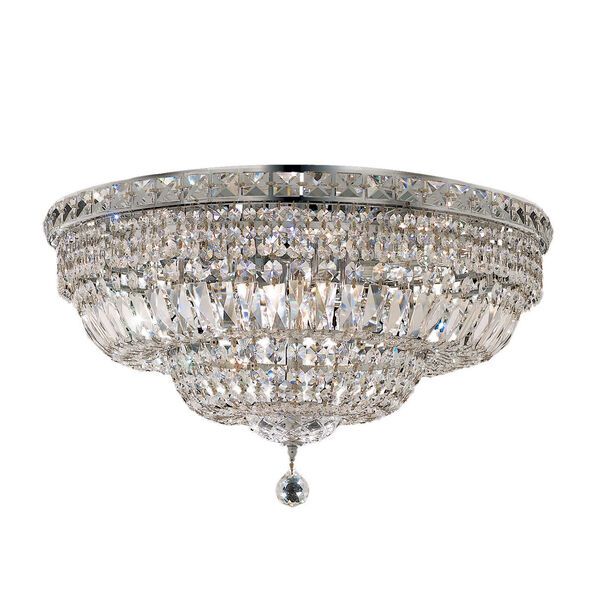 Tranquil Chrome Twelve-Light 24-Inch Flush Mount with Royal Cut Clear Crystal, image 1