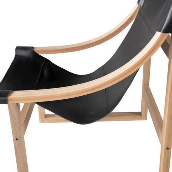 Lima Black leather and Natural frame Sling Chair, image 5