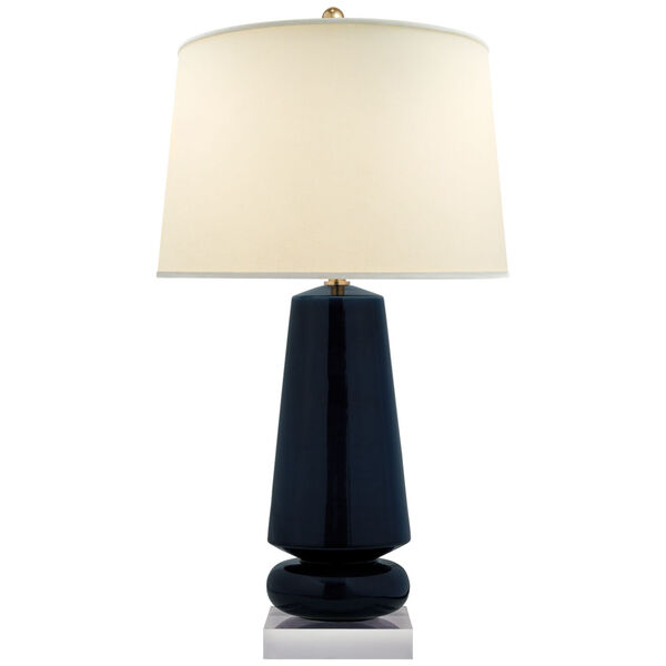 Parisienne Medium Table Lamp in Denim with Natural Percale Shade by Chapman and Myers, image 1