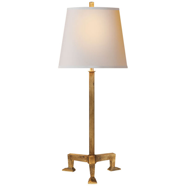 Parish Buffet Lamp in Gilded Iron with Natural Paper Shade by Thomas O'Brien, image 1