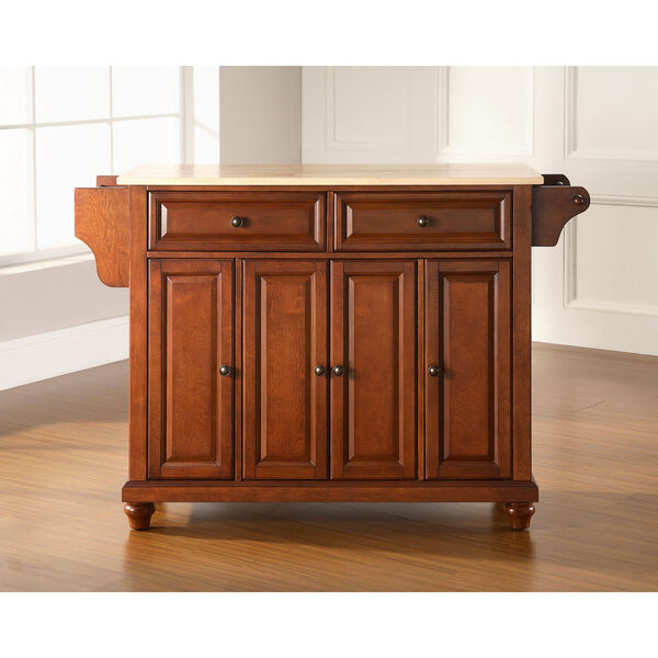Cambridge Natural Wood Top Kitchen Island in Classic Cherry Finish, image 5