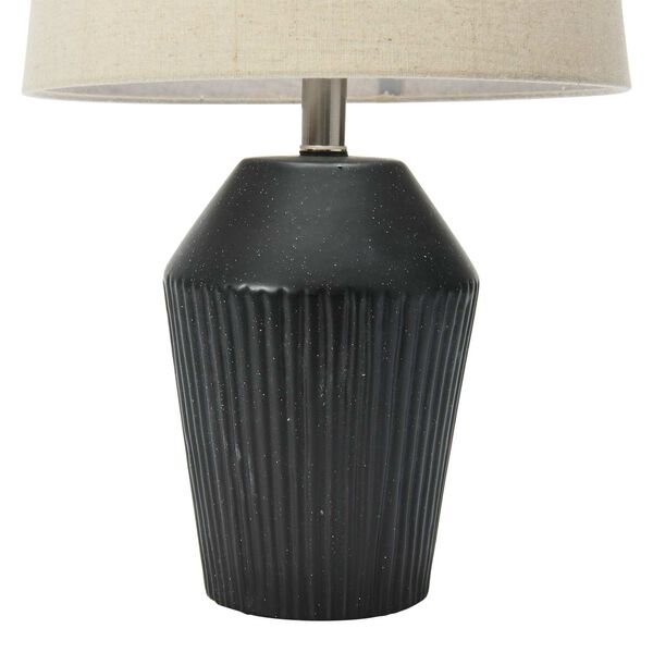 Black One-Light 13-Inch Stoneware Round Desk Lamp, image 3