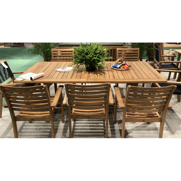 Ihland Nature Sand Teak Rectangular Teak Outdoor Dining Table with Double Extensions, image 5