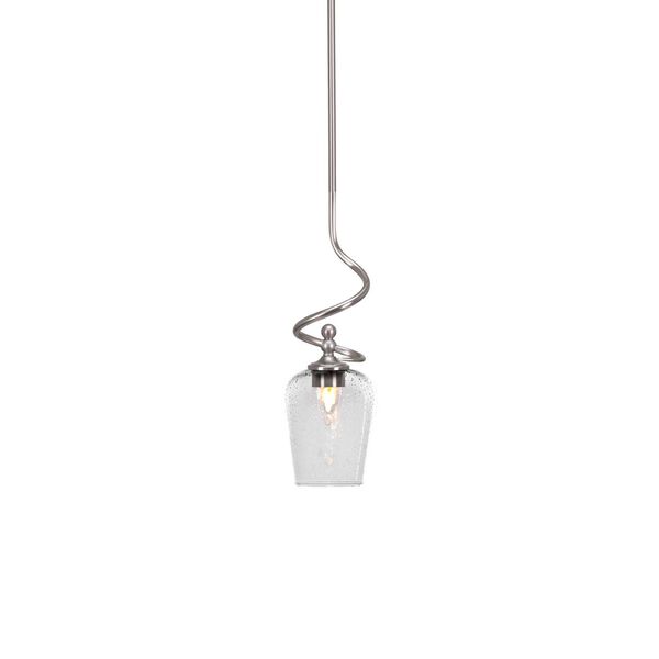 Capri Brushed Nickel One-Light Mini Pendant with Five-Inch Clear Bubble Glass, image 1