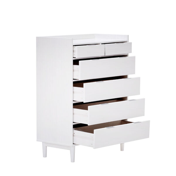White Solid Wood Six-Drawer Dresser, image 6