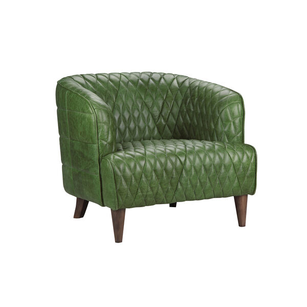 Magdelan Tufted Leather Arm Chair Emerald, image 2