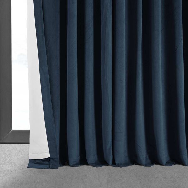 Signature Midnight Blue Double Wide Velvet Blackout Pole Pocket Single Panel Curtain 100 x 84, image 7