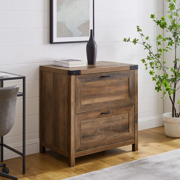 Rustic Oak Filing Cabinet with Two Drawer, image 2