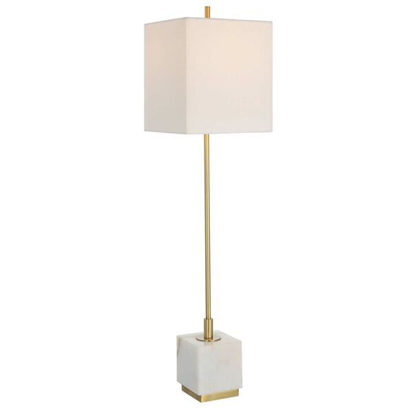 Escort Brass and White Buffet Lamp, image 1