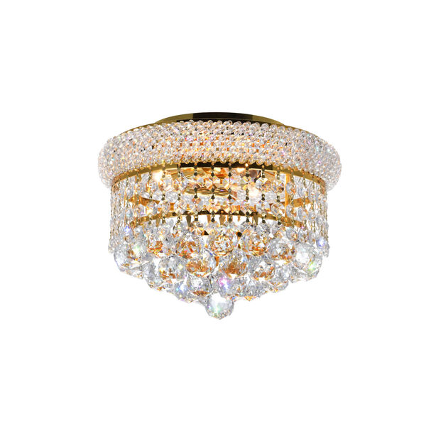 Empire Gold Three-Light 10-Inch Flush Mount with K9 Clear Crystal, image 1