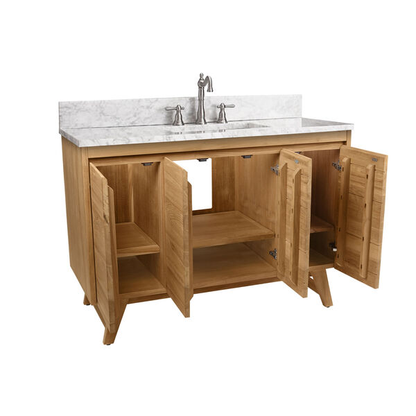 Coventry 49 inch Vanity in Natural Teak with Carrara White Top, image 4