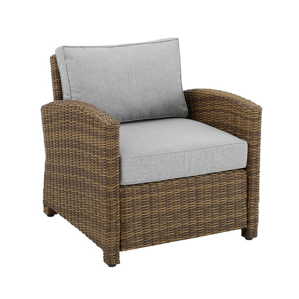 Bradenton Weathered Brown and Gray Outdoor Wicker Armchair, image 3