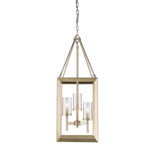 Linden White Gold Three-Light Pendant with Clear Glass Shade, image 1