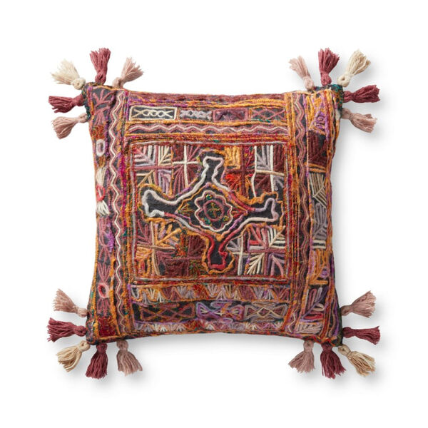 Multicolor 18 In. x 18 In. Pillow with Tassels, image 1