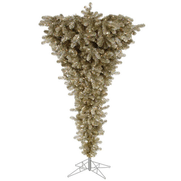 Champagne 7.5 Ft. Upside Down Artificial Tree with 500 Clear Lights, image 1