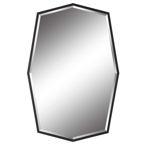 Facet Satin Black Octagonal Iron Wall Mirror, image 2