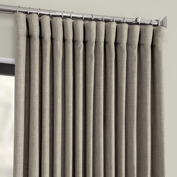 Grey Faux Linen Extra Wide Blackout Curtain Single Panel, image 2