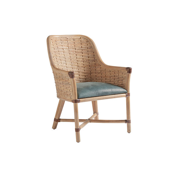 Los Altos Gold and Green Keeling Woven Arm Chair, image 1